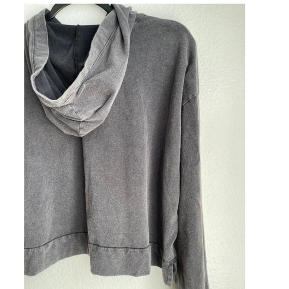 Hollister Womens Cropped Hoodie Gray Long Sleeve Logo Graphic Sweatshirt Large - Picture 15 of 16